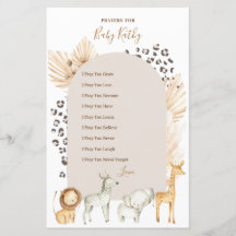 Boho Vilda djur Prayers for Baby Sign