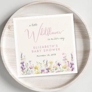 Boho Vildblomma Akvarell Babykalas Pappersservett