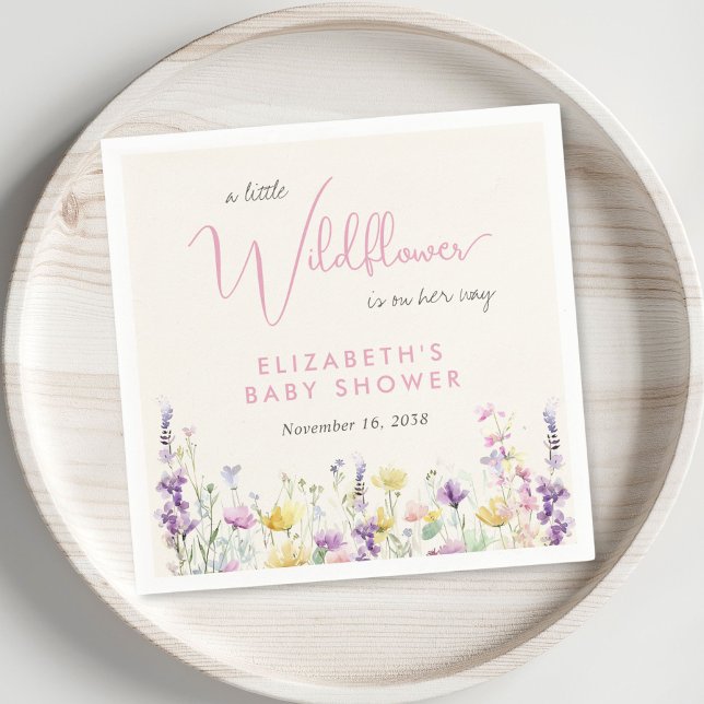 Boho Vildblomma Akvarell Babykalas Pappersservett (Boho Wildflower Watercolor Baby Shower Napkins)