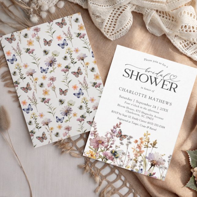 Boho Vildblomma Akvarell Blommig Bröllopsfest Inbjudningar (Skapare uppladdad)