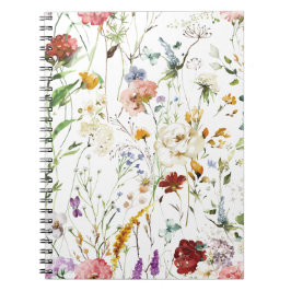 Boho Vildblomma Akvarell Vår Blomma Anteckningsbok