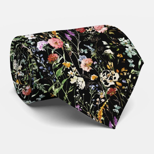 Boho Vildblomma Akvarell Vår Blomma Slips (Rullad)