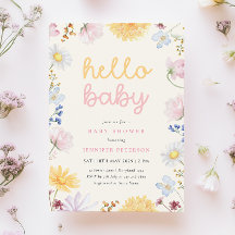 Boho vildblomma baby shower inbjudan