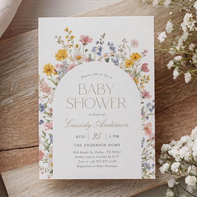 Boho Vildblomma Baby Shower Inbjudningar (Skapare uppladdad)