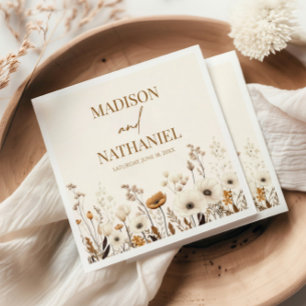 Boho Vildblomma Blomma Blommig Trädgård Bröllop Pappersservett