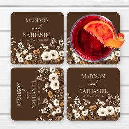 Boho Vildblomma Blomma Blommig Trädgård Bröllop Underlägg Papper Kvadrat