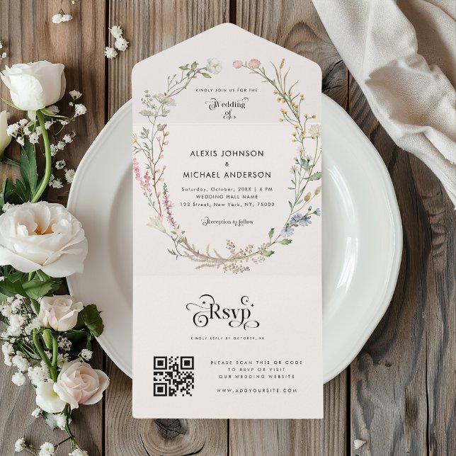 Boho Vildblomma Blommig Botanisk Modern Typografi (Skapare uppladdad)
