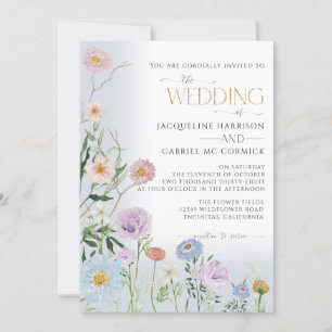 BOHO Vildblomma Blommig Elegant Akvarell Bröllop Inbjudningar