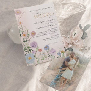 BOHO Vildblomma Blommig Elegant Akvarell Bröllop Inbjudningar