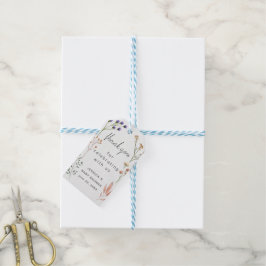 Boho Vildblomma Blommig Ram Baby Shower Tack Presentetikett