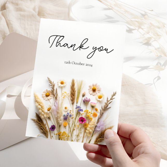 Boho Vildblomma Blommig Tacksamhetskort Tack Kort (Skapare uppladdad)