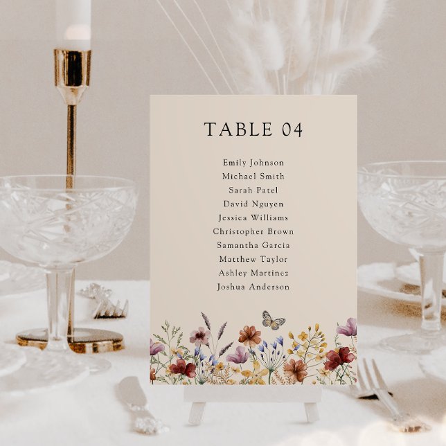 Boho Vildblomma Bordsnummer (Boho Wildflower Table Number
)