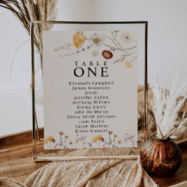 Boho Vildblomma Bordsplatssittande Chard-kort Inbjudningar