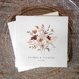 Boho Vildblomma Bröllop Höst Blommor Pappersservett