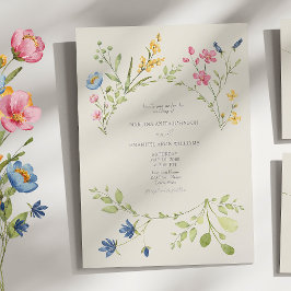 Boho Vildblomma Bröllop Inbjudningar