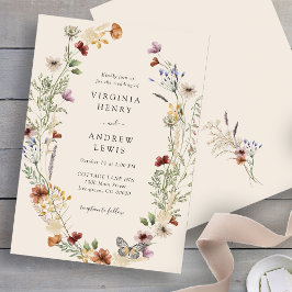Boho Vildblomma Bröllop Inbjudningar