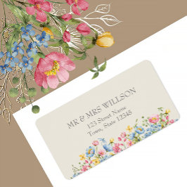 Boho Vildblomma Bröllop Returadress Adressetikett