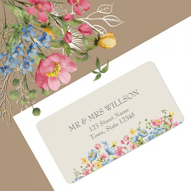 Boho Vildblomma Bröllop Returadress Adressetikett (Skapare uppladdad)