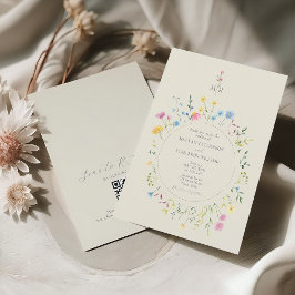 Boho Vildblomma Bröllops QR-kod Inbjudningar