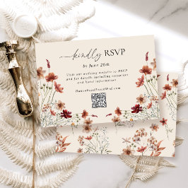 Boho Vildblomma Bröllops QR-kod OSA Kort