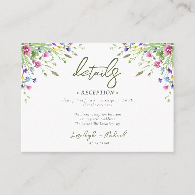 boho vildblomma Bröllopsboende QR-kod Tilläggskort (Framsida)