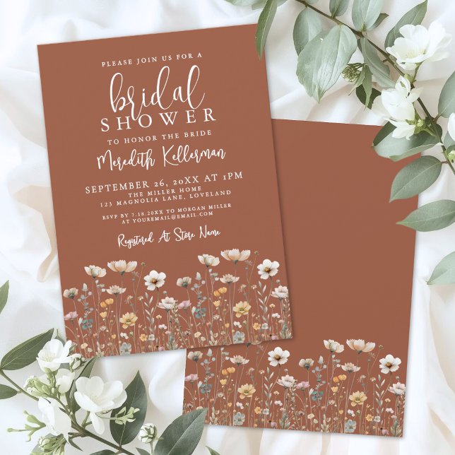 Boho Vildblomma Bröllopsdusch Inbjudningar (Boho Wildflower Bridal Shower Invitation)