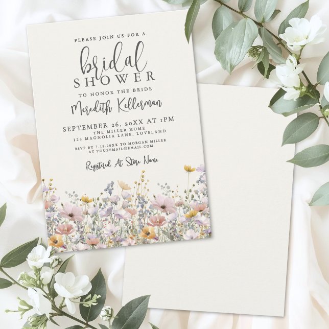 Boho Vildblomma Bröllopsdusch Inbjudningar (Boho Wildflower Bridal Shower Invitation)
