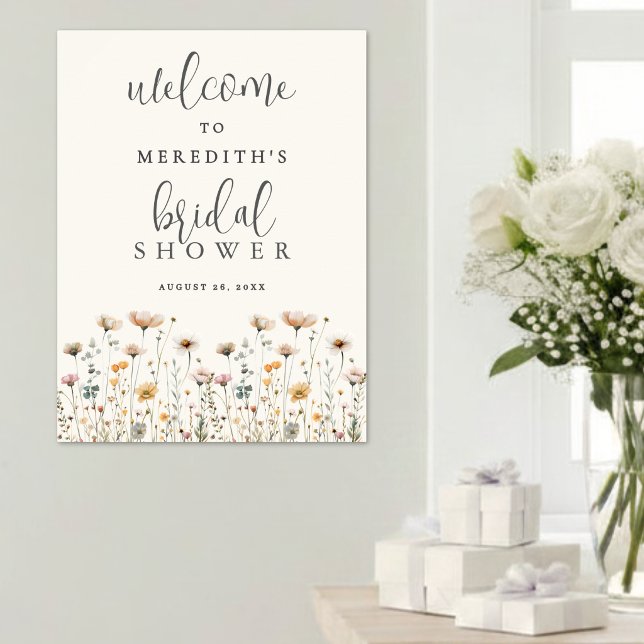 Boho Vildblomma Bröllopsdusch Poster (Boho Wildflower Bridal Shower Poster )
