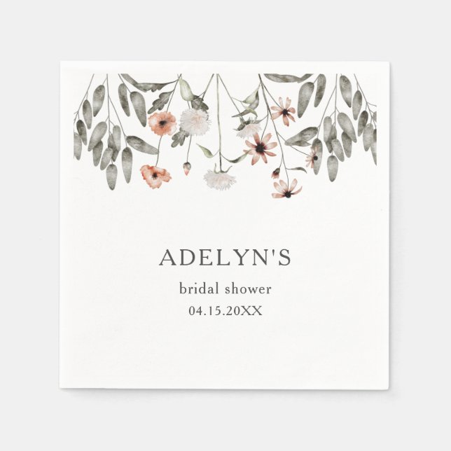 Boho vildblomma bröllopsfest pappersservett (Framsidan)