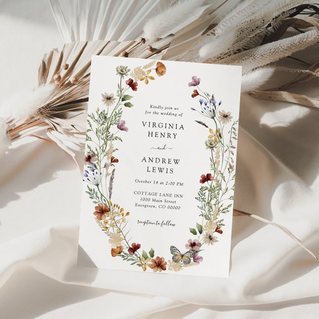 Boho vildblomma bröllopsinbjudan inbjudningar (Skapare uppladdad)