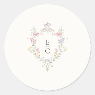 Boho Vildblomma Elegant Bröllop Runt Klistermärke