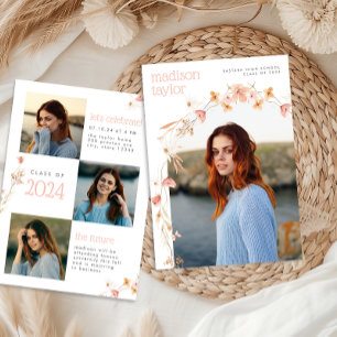 Boho Vildblomma Examen Foto Inbjudan