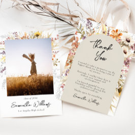 Boho vildblomma examens tackkort inbjudningar