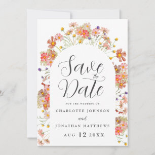 Boho Vildblomma Foto Båge Bröllop Spara Datumet
