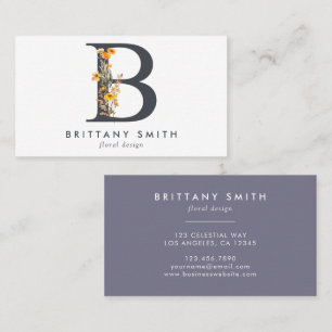 Boho vildblomma monogram initial B Visitkort