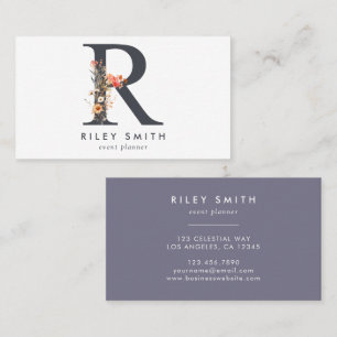 Boho vildblomma monogram initial R Visitkort