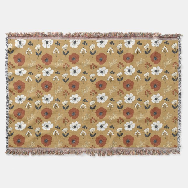 Boho vildblomma- och bärtryck filt (Framsidan)