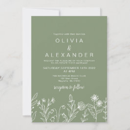 Boho vildblomma salvia grön bröllopsinbjudan inbjudningar