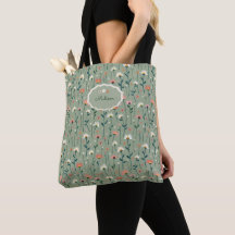 Boho Vildblomma Salvia Grön Monogram