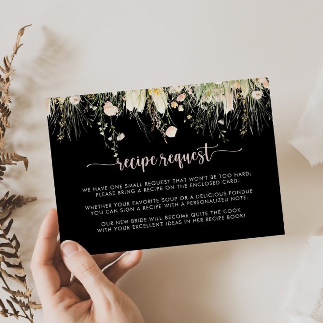 Boho vildblomma svart bröllopsrecept förfrågan  tilläggskort (Skapare uppladdad)