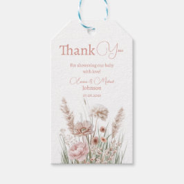 Boho Vildblomma Tack Gåvokort Presentetikett