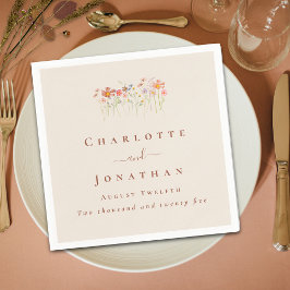 Boho Vildblomma Tan Beige Terrakotta Bröllop Pappersservett