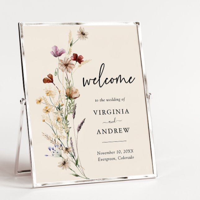 Boho Vildblomma Välkomstbröllop Poster (Boho Wildflower Welcome Wedding Poster
)