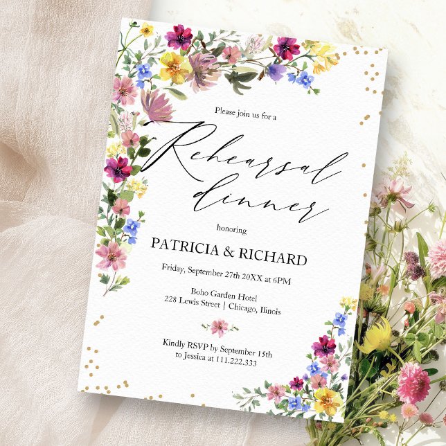 Boho vildblommabridal repetition middag inbjudningar (Skapare uppladdad)