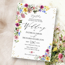 Boho Vildblommabryllop Inbjudningar
