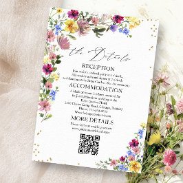 Boho-vildblommabryllopsdetaljer Inneslutande kort