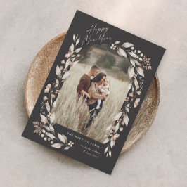 Boho vildblommig båge foto nyår julkort
