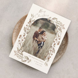 Boho vildblommig valv fotokristall julkort