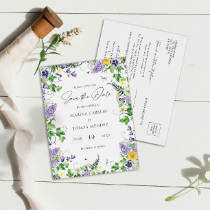 Boho vildblommor Spara datum Meddelande Vykort