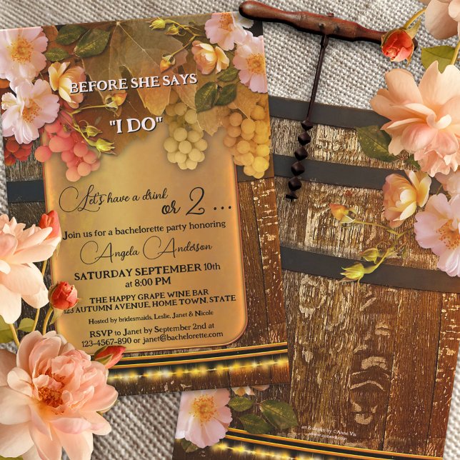 Boho Vin Thed String Ljus Bachelorette Party Inbjudningar (Skapare uppladdad)